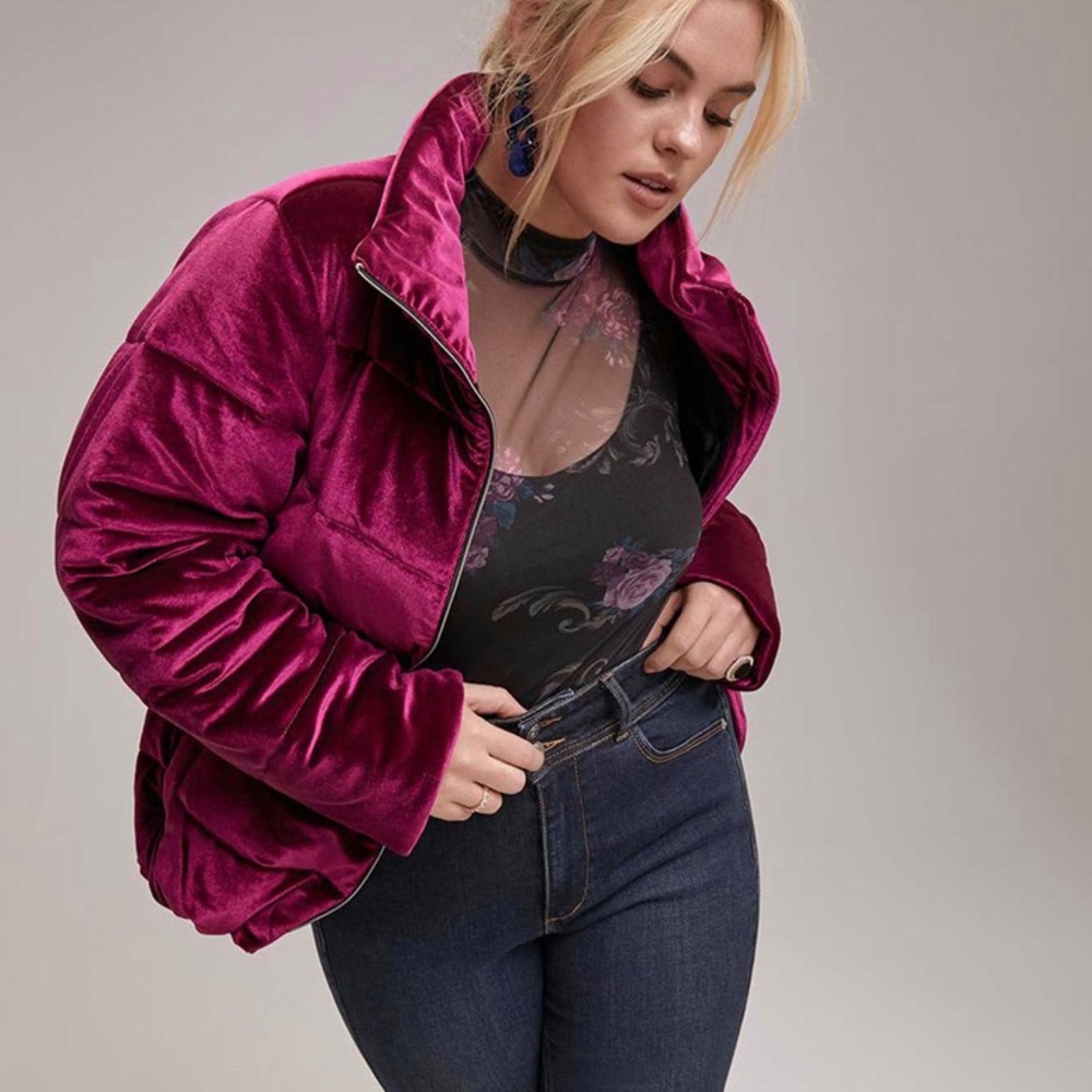 Addition Elle / Livik Velvet Quilted Puffer Jacket
